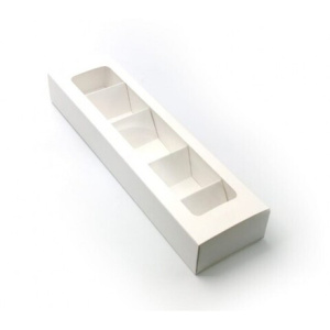 Коробка с обечайкой с окном под 5 конфет Белый 1/5шт КУ-556