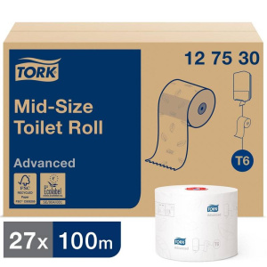 Туалетная бумага Tork Т6 Комфорт в миди-рулонах 100метров, 2сл 1/27шт/кор