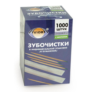 Зубочистки бамбуковые в инд. упак.с МЕНТОЛОМ  AVIORA 1/500шт