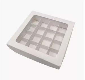 Коробка картонная под 16 конфет, белая 21357 ПО 5 ШТУК!!!