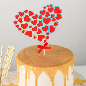 Топпер на торт Сердце в сердце 23*12,5 см красный 6912056