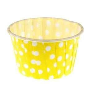Форма бум. МАФФИН d50*h40 мм 1/100, ЖЕЛТЫЕ В ГОРОХ проламинир 850006