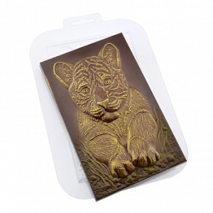 Форма д/шоколада "Тигр на траве" пластик  250152