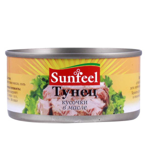 Тунец кусочки в масле SUNFEEL 170гр 1/24