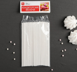 Палочки для кейк-попсов белые бумага 15см, 50шт