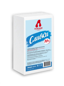 Сливки натур. 10% 1л Лужский МК 1/12