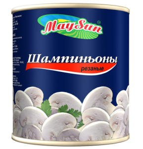 Грибы шампиньоны резаные 850мл/12 MAYSUN