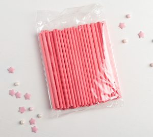 Палочки для кейк-попсов бумажные Розовые 10см,100шт