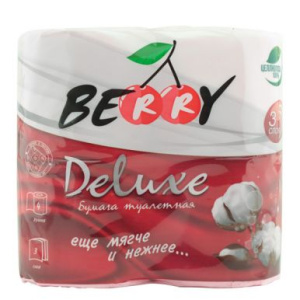 Туалетная бумага Berry Delux 100% цел-за 3сл 4рул/14